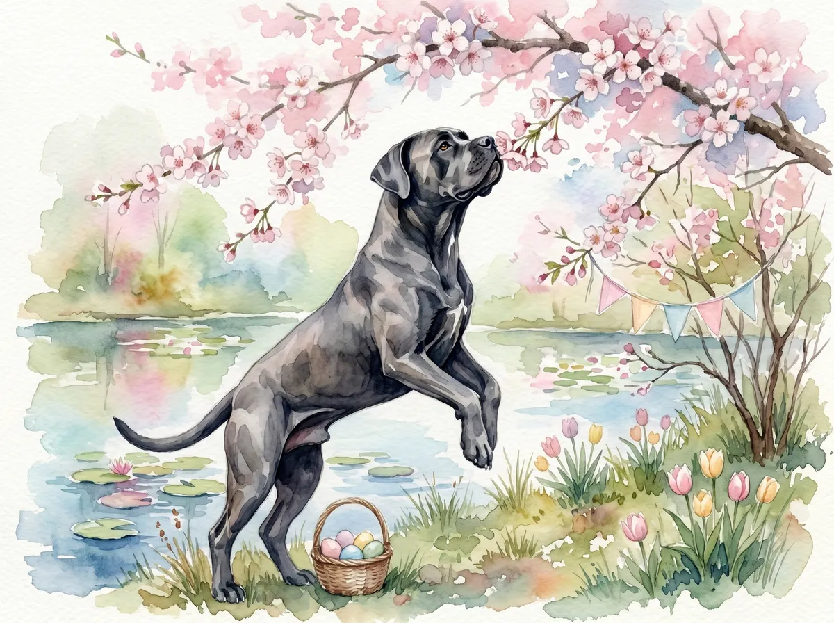 Cane Corso watercolor calendar month 4